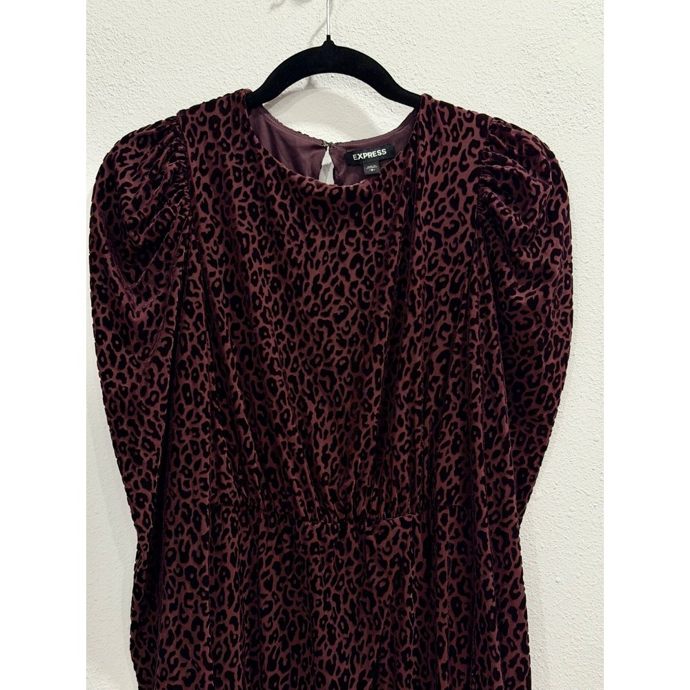 Express Velvet Burnout Leopard Animal Print Dress Women's S Chic Holiday Party - Picture 3 of 6
